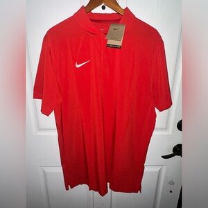 Nike Dri-Fit Football Red Polo Shirt FJ9554-657 Men's Size Large NEW